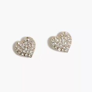 **NWT J. Crew Pavé Crystal Heart Stud Earrings